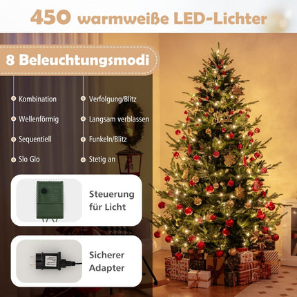 240 cm künstlicher Weihnachtsbaum mit 450 LED-Leuchten