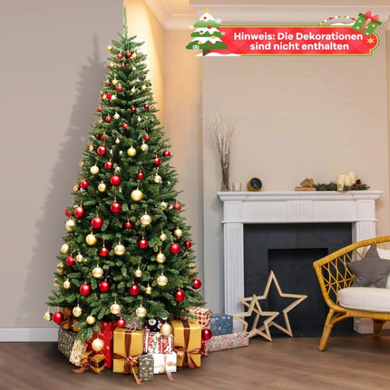 Sapin de Noël artificiel de 240 cm avec éclairage pour angle à 270° Sapin de Noël artificiel pour la maison Vert