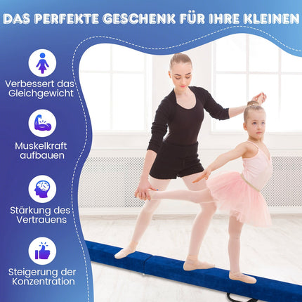 Skládací gymnastická kladina 240 cm – modrá, přenosná