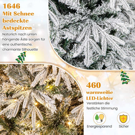 240 cm Künstlicher Weihnachtsbaum, beschneit, 460 LEDs
