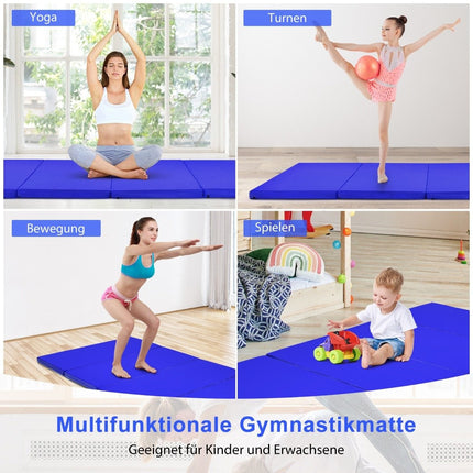 240 x 120 x 5 cm faltbare Gymnastikmatte mit Klettverschluss &amp; 2 Tragegriffen blau