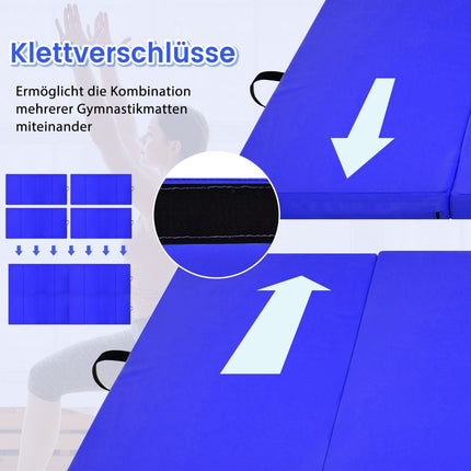 240 x 120 x 5 cm faltbare Gymnastikmatte mit Klettverschluss &amp; 2 Tragegriffen blau