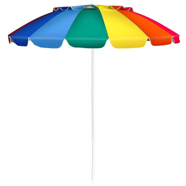 243 cm Strandschirm, Sonnenschirm für den Außenbereich, Aluminium, neigbar, Terrassenschirm – bunt