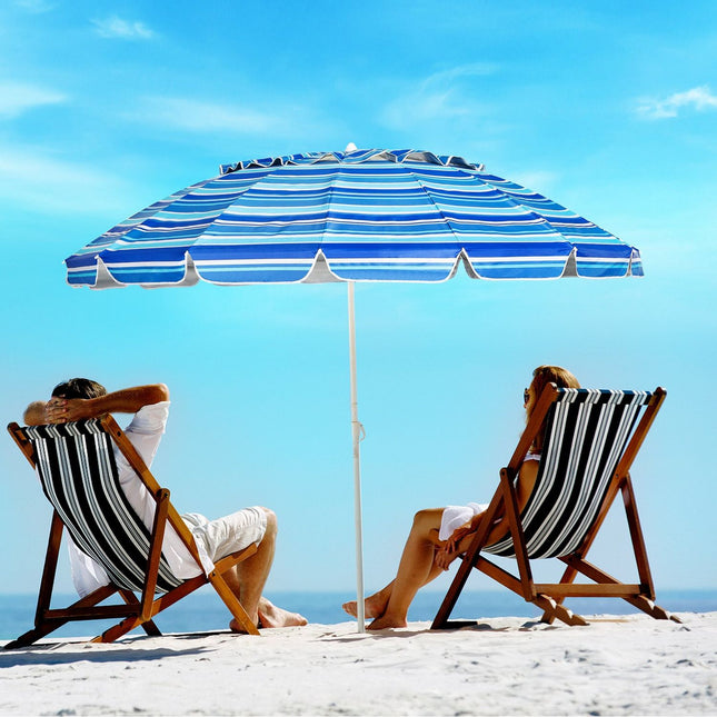 243 cm Strandschirm Outdoor-Sonnenschirm Strandschirm Aluminium neigbarer Terrassenschirm - Dunkelblau