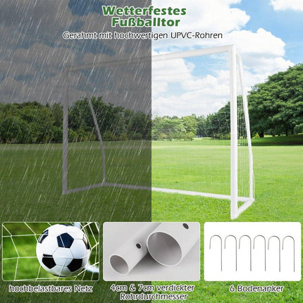 245 x 180 cm Fußballtor mit hochfestem Netz &amp; 6 Erdspießen, wetterfestes Tor, Fußballtraining