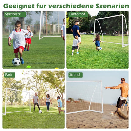 245 x 180 cm Fußballtor mit hochfestem Netz &amp; 6 Erdspießen, wetterfestes Tor, Fußballtraining