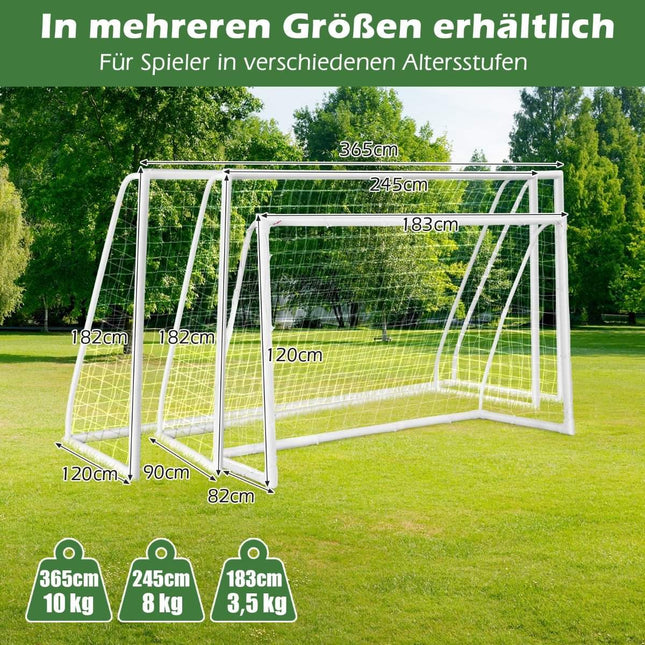 245 x 180 cm Fußballtor mit hochfestem Netz &amp; 6 Erdspießen, wetterfestes Tor, Fußballtraining
