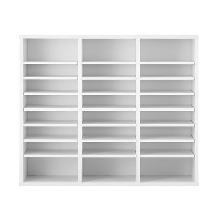 24-Compartment Literature Organizer, Adjustable Shelves, White