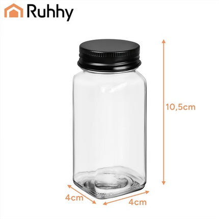 24 Glass Spice Jars Set with Labels, 120ml Each