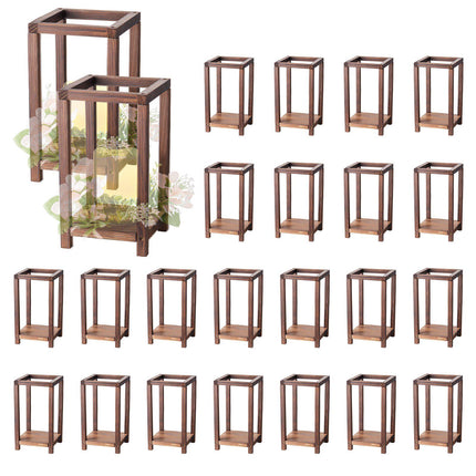 24-Pack Cedar Wood Wedding Lantern Candle Holders, Brown