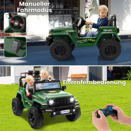 24V 2 Sitzer Kinder Elektroauto mit Fernbedienung &amp; Musik &amp; Hupe &amp; LED-Lichter Kinderauto Grün