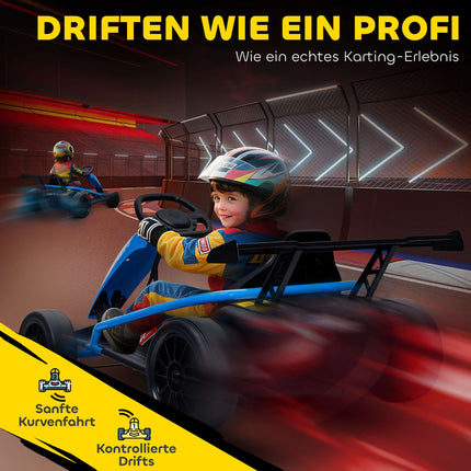 Elektrická motokára 24V pro drifty, pro děti 8-12 let, modrá