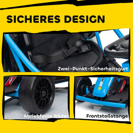 Elektrická motokára 24V pro drifty, pro děti 8-12 let, modrá