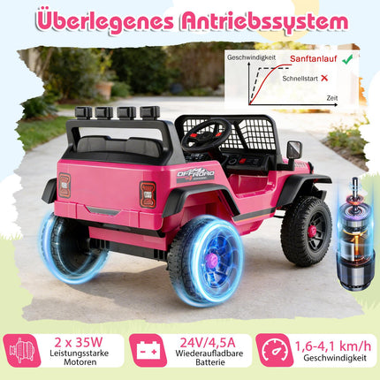 24V Elektro Kinderauto mit Fernbedienung, Musik, LED-Lichtern
