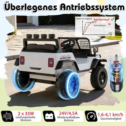 24V Electric Kids Car with Remote, Music, LED Lights