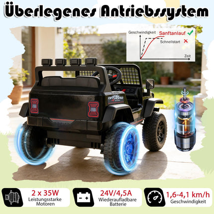 24V Elektro-Kinderauto mit Fernbedienung, Musik, LED-Lichtern