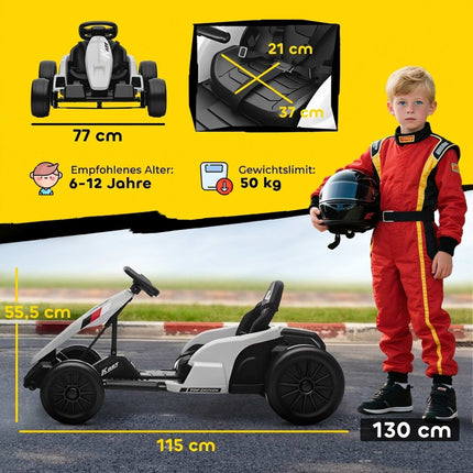 24V Electric Kids Go-Kart with Drift Function, Adjustable Seat