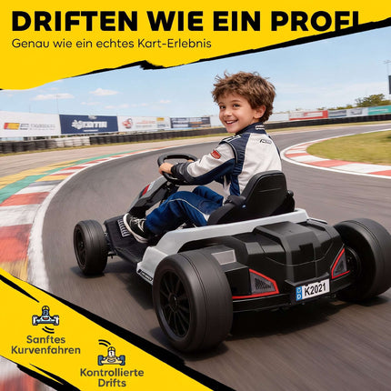 24V Electric Kids Go-Kart with Drift Function, Adjustable Seat