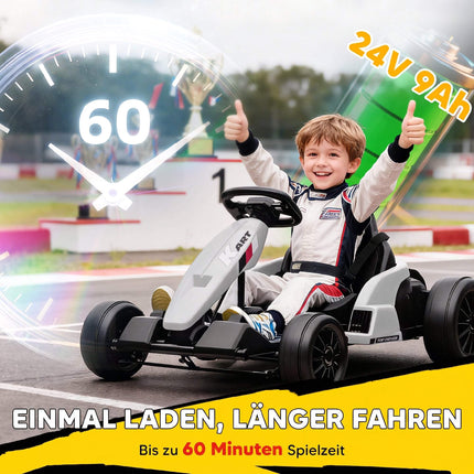24V Electric Kids Go-Kart with Drift Function, Adjustable Seat