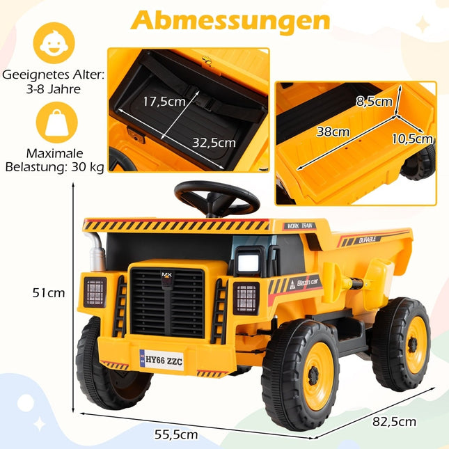 24V Kinder Elektro-Muldenkipper mit Fernbedienung, Gelb