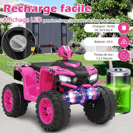 24V Kinder Elektro Quad, 2-Gang, Kabellose Musik, Pink