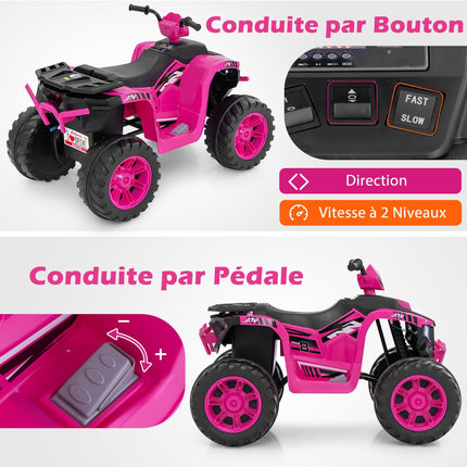 24V Kinder Elektro Quad, 2-Gang, Kabellose Musik, Pink