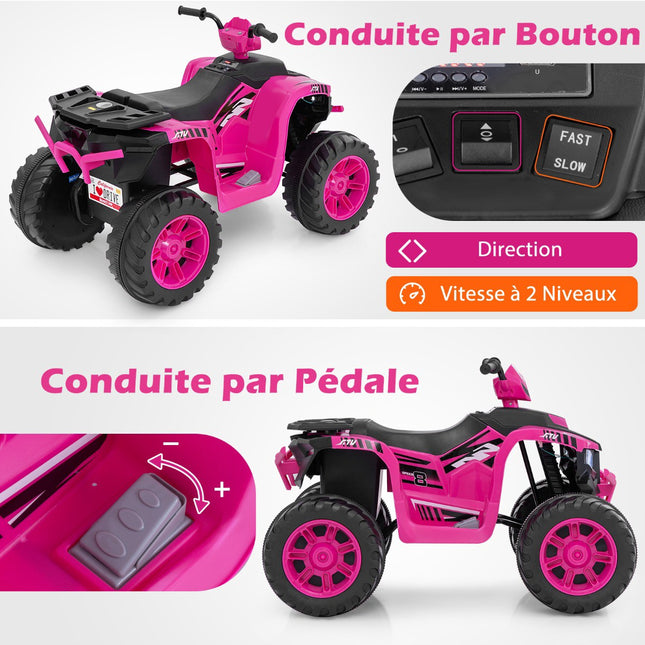 24V Kinder Elektro Quad, 2-Gang, Kabellose Musik, Pink