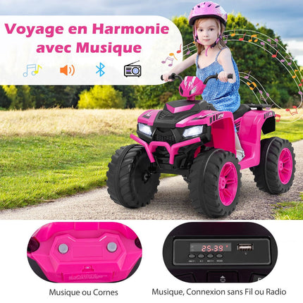 24V Kinder Elektro Quad, 2-Gang, Kabellose Musik, Pink