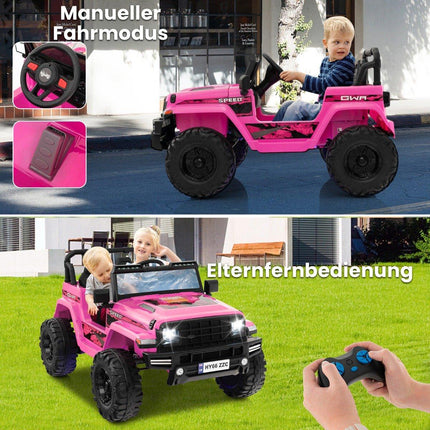 24V Kinder Elektroauto, 2-Sitzer, Pink, USB & Musik