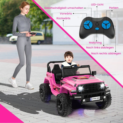 24V Kinder Elektroauto, 2-Sitzer, Pink, USB & Musik