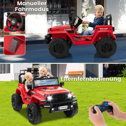 24V Kinder-Elektroauto, 2-Sitzer, Rot, USB & Musik