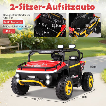 24V Kids Electric Ride-On Truck, 2-Seater, Remote, Red
