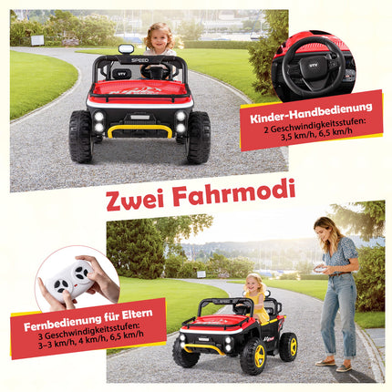 24V Kids Electric Ride-On Truck, 2-Seater, Remote, Red