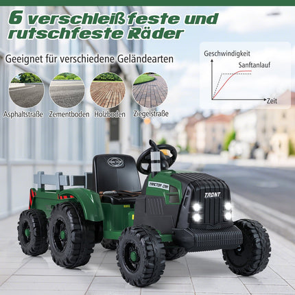 24V Kinder-Elektrotraktor mit abnehmbarem Anhänger, Fernbedienung