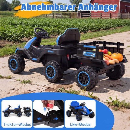 24V Kids' Electric Tractor with Remote Control, Blue