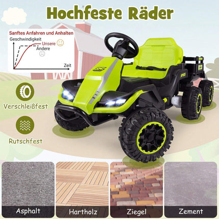 24V Kids Electric Tractor with Remote Control, Green