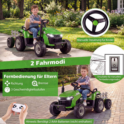 24V Kinder Elektrotraktor mit Anhänger & Fernbedienung