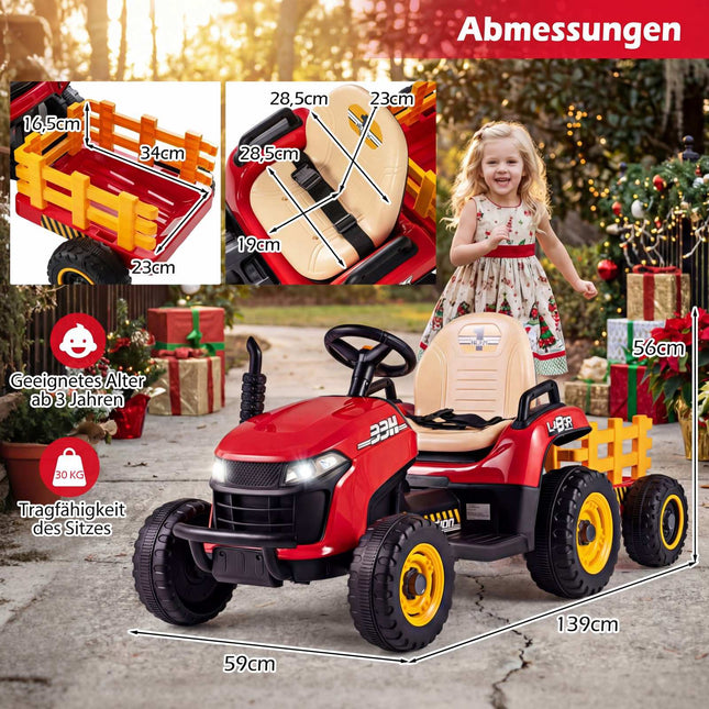 24V Kinder Elektro Traktor mit Anhänger & Fernbedienung