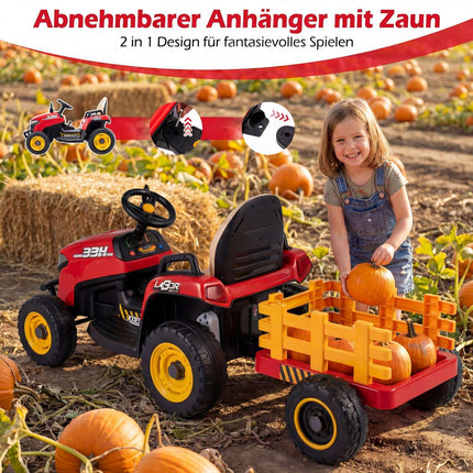 24V Kinder Elektro Traktor mit Anhänger & Fernbedienung
