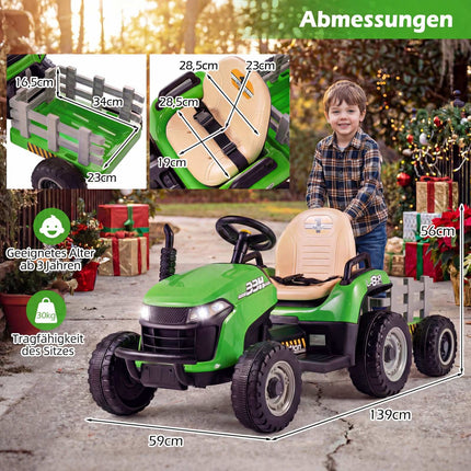 24V Kinder Elektrotraktor mit Anhänger & Fernbedienung