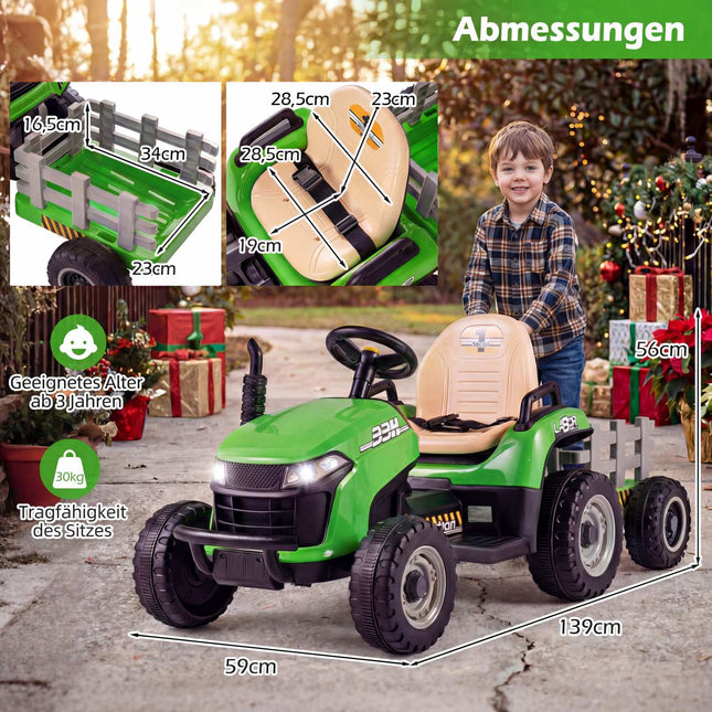 24V Kinder Elektrotraktor mit Anhänger & Fernbedienung