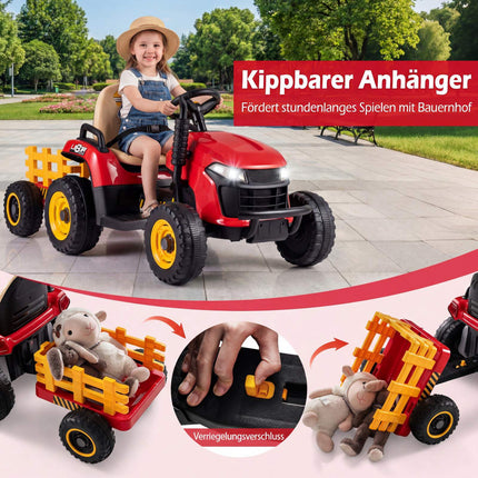 24V Kinder Elektro Traktor mit Anhänger & Fernbedienung