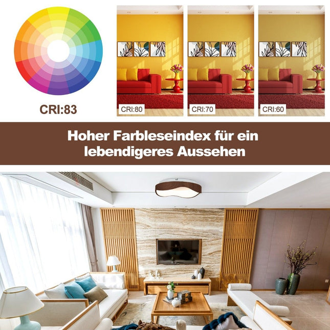 24W LED Deckenleuchte Energiespar Deckenlampe mit Holzmaserung 41,5 x 10 cm