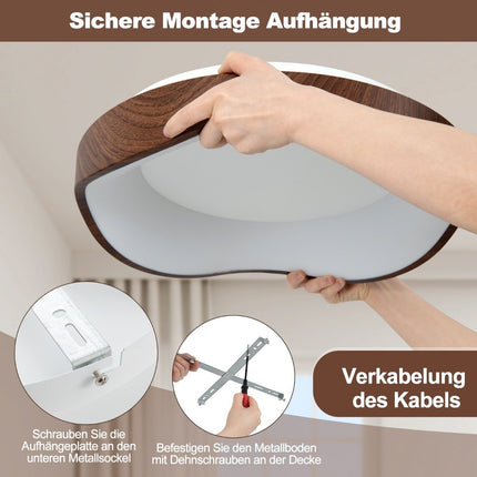Plafonnier LED 24 W à économie d'énergie avec effet bois 41,5 x 10 cm