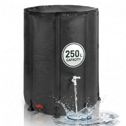 250L Folding Water Butt – Black, PVC, Zipped Lid