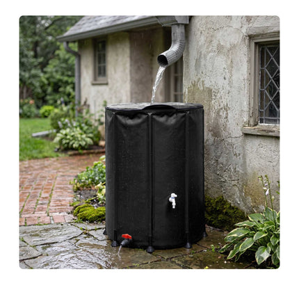 250L Folding Water Butt – Black, PVC, Zipped Lid