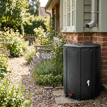 250L Folding Water Butt – Black, PVC, Zipped Lid