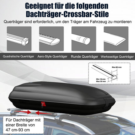 250L Roof Cargo Box with Lock, Keys & Straps