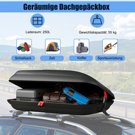 250L Roof Cargo Box with Lock, Keys & Straps