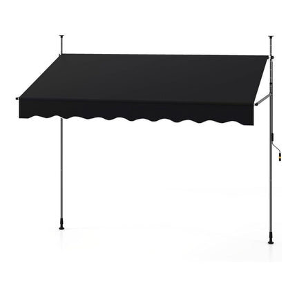 250 cm Retractable Balcony Awning, No-Drill, Black
